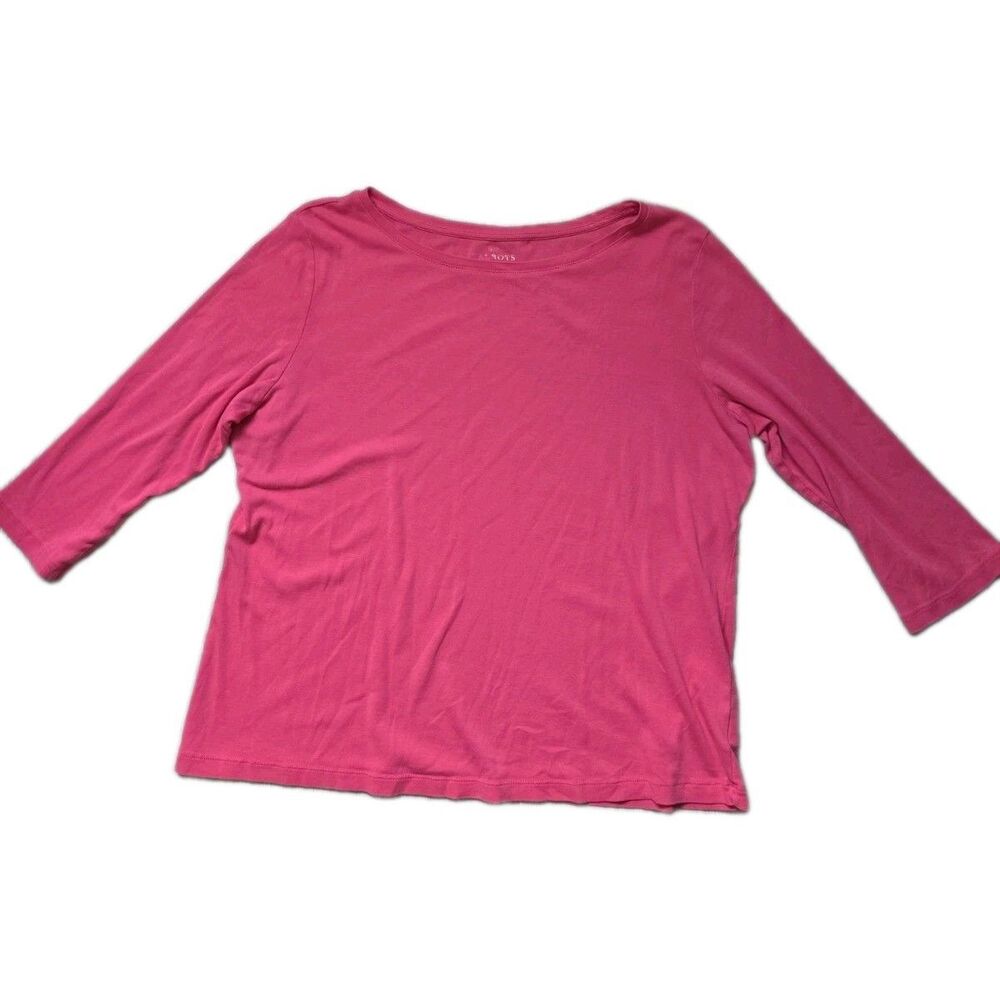 Talbots Plus Size 1X Coral 100% Pima Cotton Tee 3/4 Sleeve Crew Neck Top EUC